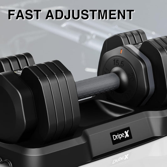 Dripex Hantel, Verstellbare Kurzhantel, Hantel mit Anti-Rutsch Griff, Einstellbaren Hantelscheiben und Ablageschale, Fitness Hantel aus Stahl Einzeln oder Ein Paar erhältlich