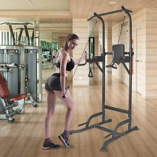 Dskeuzeew Power Tower Multifunktion Dip-Station Klimmzugstange Freistehend für power station Krafttraining keine Bohrung im Home-Gym belastbar 205 kg