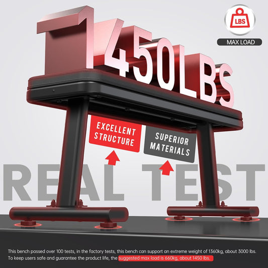 PASYOU PW100 Hantelbank Flachbank, Extreme Belastbarkeit 660 KG, Trainingsbank Fitness Bank für Zuhause für Ganzkörpertraining