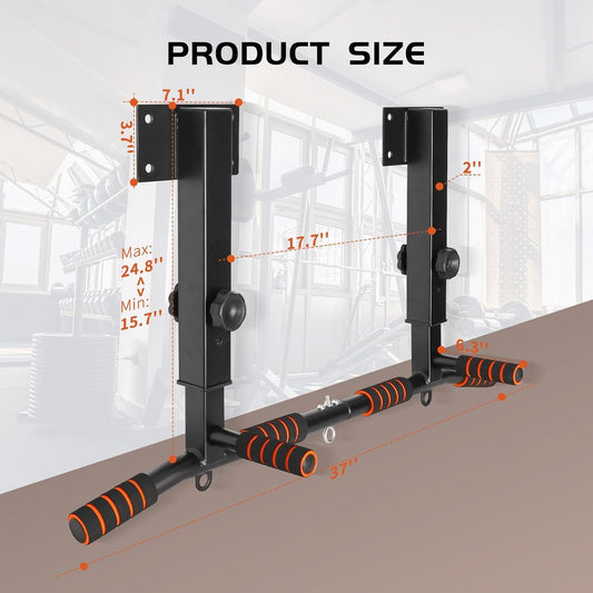 Bar Mount Heavy Duty Height Adjustable Pull Up Bar-to 200 kg with Non-Slip Grips Strength Training Equipment for Home & Gym