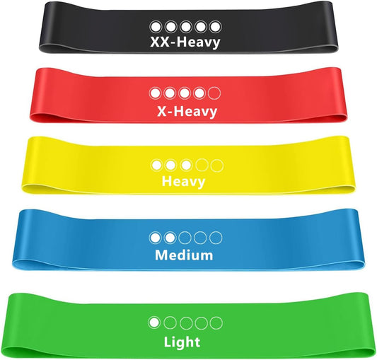 5er-Set Fitnessbänder Widerstandsbänder,Fitnessband mit Bungsanleitung auf Deutsch & Tragebeutel Resistance Bands Gymnastikband aus Latex Für Muskelaufbau Pilates Yoga