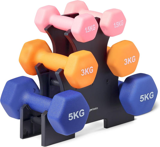 Amazon Basics Neopren Hanteln Gewichte (2er-Sets, 1kg - 5kg Hanteln)