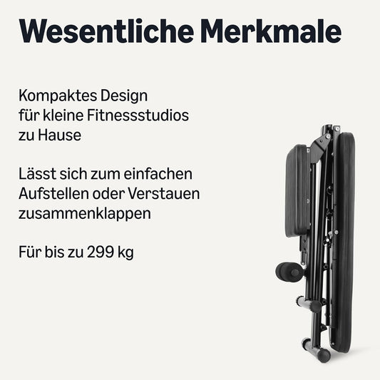 Amazon Basics, Verstellbare Workout-Hantelbank, zusammenklappbar für das Fitnessstudio zu Hause, Schwarz, 135 x 38 x 116 cm