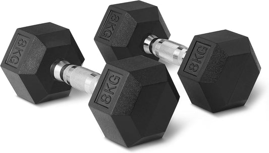 Amazon Basics Rubber Encased Hex Dumbbell Weights Set